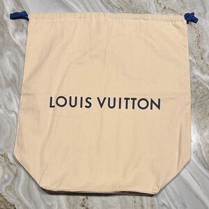 Louis Vuitton Tan Dust Bag with Blue Accents larger size 16x18